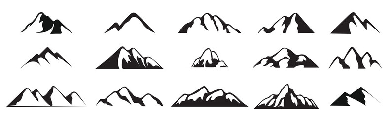 mountains icons set black silhouettes relief vector illustration