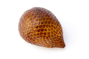 Close-up of snake fruit against white background. Salak or Snake fruit is a source of phenolic compounds and antioxidative properties associated with health benefits. 