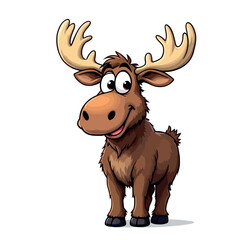 Vsai happy moose cartoon character smiling and standing