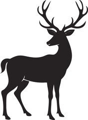 Obraz premium Black Silhouette Stag Deer Antlers Majestic Animal Wildlife Nature Graphic vector