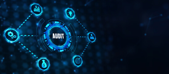 Internet, business, Technology and network concept. Audit business and finance concept. 3d illustration