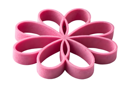 Pink Flower Shape Made of Interlocking Loops on Transparent Background