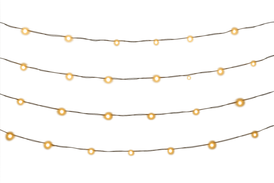 Glowing Christmas lights on a transparent background. Mini light set with golden glow for decoration. - Powered by Adobe