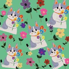 seamless pattern with cats