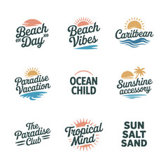 Obraz premium Nine Summer Vacation Beach Logos Sun Ocean vector