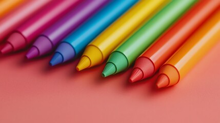 Fototapeta premium A set of pastel highlighters neatly aligned, ready for notetaking