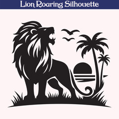 Lion roaring silhouette vector illustration