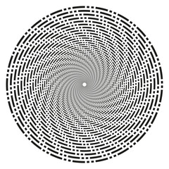 Fototapeta premium Swirl triangle shape. Rotating vector form. Abstract spiral pattern. Black white illusion.
