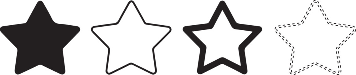Four Black and White Star Shapes Minimalist Graphic