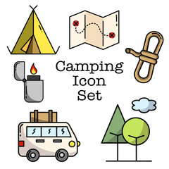 camping icon set