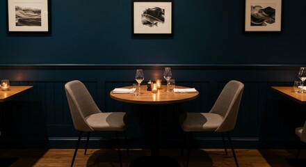 Modern luxury restaurant interior with wooden furniture and stylish décor