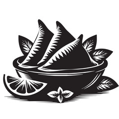 Black Samosas Silhouette Vector, High Quality Illustration on White Background