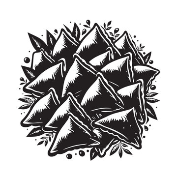 black and white samosas food art clip art preview