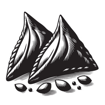 black and white samosas with seeds clip art preview
