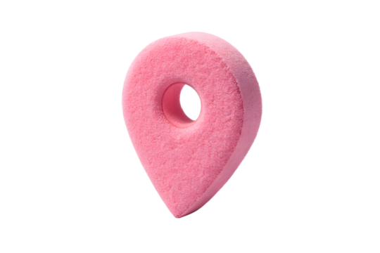 Pink Location Pin Marker with Hole on Transparent Background