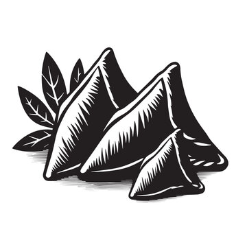 black samosas with leaves clip art preview