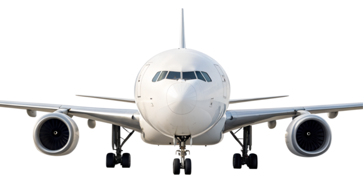 White airplane isolated on transparent background