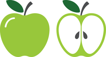 Two Green Apples Side by Side Simple Minimalist Graphic