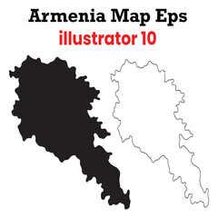 armania map eps vector illustration in outline and filled silhouette versions, suitable for cartography and graphic design
