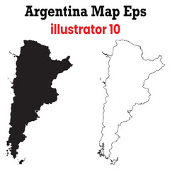 argentina map vector illustration in eps format for adobe illustrator 10, includes filled and outlined versions
