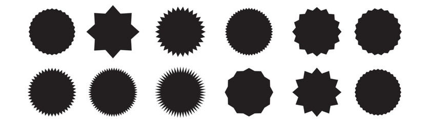 Blank promo stickers set. Starburst, graphic, sunburst, shine, stamp, decoration, sunshine, glitter symbol. Hipster Style badges. Vector design element great for retro style projects.  