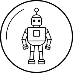 Negative Space Bot with Abstract Robot Shape Vector Line art illustration