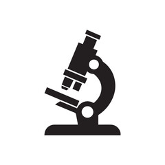 Black Microscope Vector Silhouette Icon for Science, Research, and Laboratory Graphics
