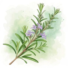 rosemary vector illustration in watercolor style.