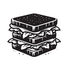 Black Sandwich Silhouette Vector, High Quality Illustration on White Background