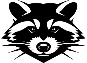 Masked Racoon Vector Art. Black and White SVG Illustration. Outdoor Camping Branding or Wildlife Tattoo