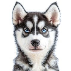 Obraz premium Siberian husky puppy face shot isolated on transparent background.