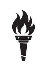 Black Torch Flame Silhouette Icon Symbolizing Light, Hope, and Spirit