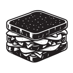 Black Sandwich Silhouette Vector, High Quality Illustration on White Background