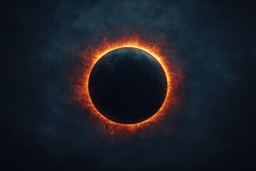 Naklejka premium A solar eclipse with powerful spiritual energy radiating from its core, A stunning depiction of a solar eclipse, highlighting the dramatic interplay of light and darkness in the cosmos.