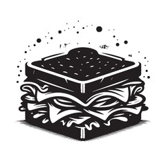 Black Sandwich Silhouette Vector, High Quality Illustration on White Background