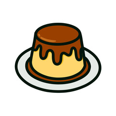 Delicious Caramel Pudding on Plate With Rich Topping