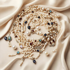 pearl necklace on a white background