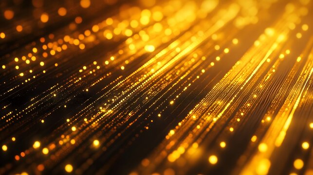 Refined Ochre Parallel Lines Accompanied by Soft Radiant Particles in a Sleek, Seamless Futuristic Digital Pattern Emphasizing Contemporary Minimalism