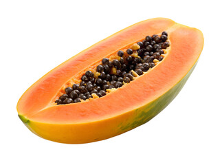 Fresh papaya slice isolated on transparent background