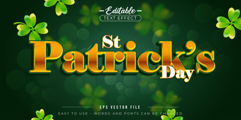 St. Patrick's Day banner with clover leaf sprinkles. Editable text effect.