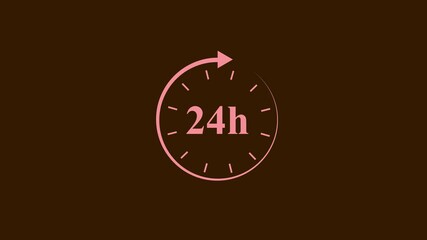 Animated twenty four hour clock concept displaying 24 hour availability and service