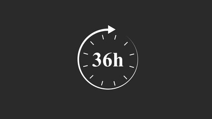 36 hour timer animation depicting time passing with arrow indicator against black background