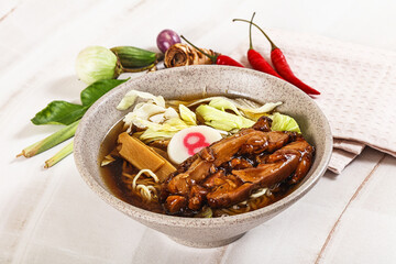 Japanese ramen soup with chicken