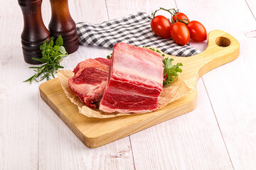 Raw beef rib for cooking