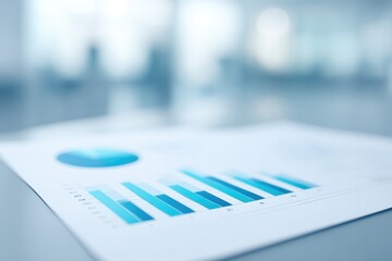 clean and minimalistic image depicting financial report with blurred background featuring people in office highlighting