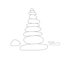 Stones pyramid black line. rock balancing. balance stone simple line art. balancing pebbles line drawing. vector Illustration