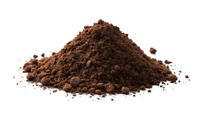 A pile of dark brown powdered spice isolated on transparent background