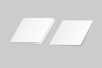 Square open Leaflet, bi fold mockup template .Blank paper, thank you card, notecards, note paper, greeting card, wedding invitation, postcard, brochure or creative work for presentation of design
