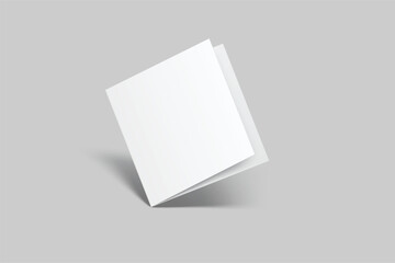 Square open Leaflet, bi fold mockup template .Blank paper, thank you card, notecards, note paper, greeting card, wedding invitation, postcard, brochure or creative work for presentation of design
