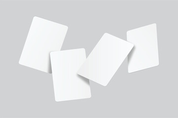 Playing cards mockup. Blank cards deck of poker hand, successful game, bet, casino ads, gambling business, game card or note cards, greeting card, invitation, credit card, business card isolated
